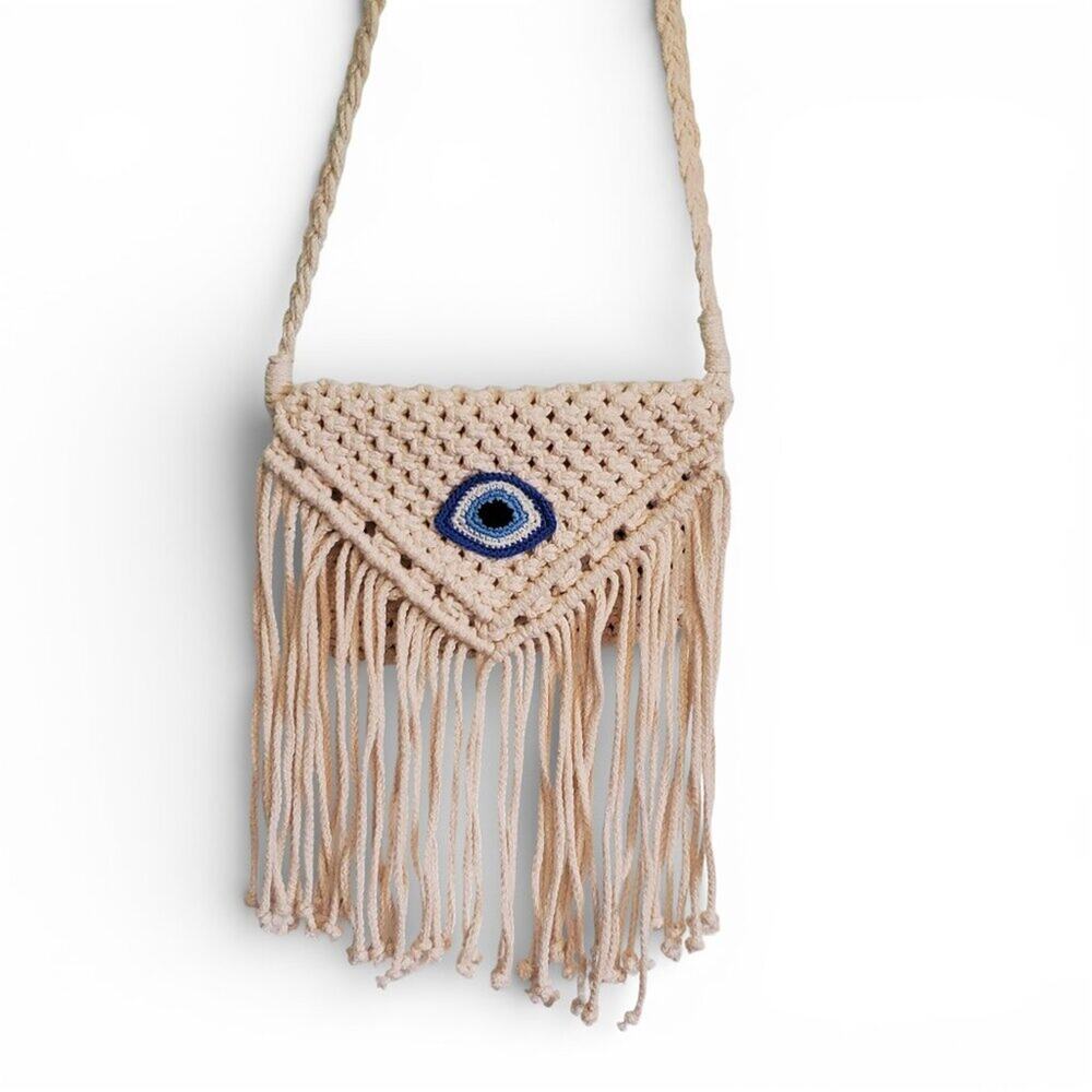 Macrame Evil Eye Tassel Boho Style Shoulder Bag